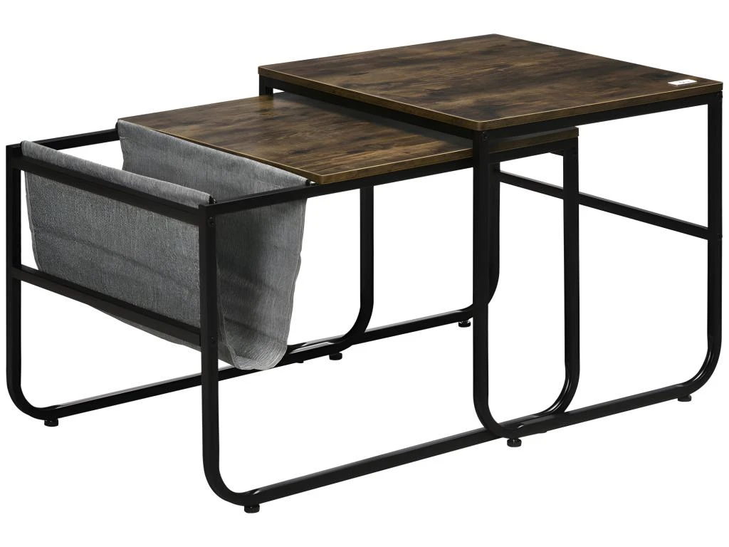 Lot De 2 Tables Basses Gigognes OSASCO Aspect Bois Et Noir 3 Lot De 2 Tables Basses Gigognes OSASCO Aspect Bois Et Noir