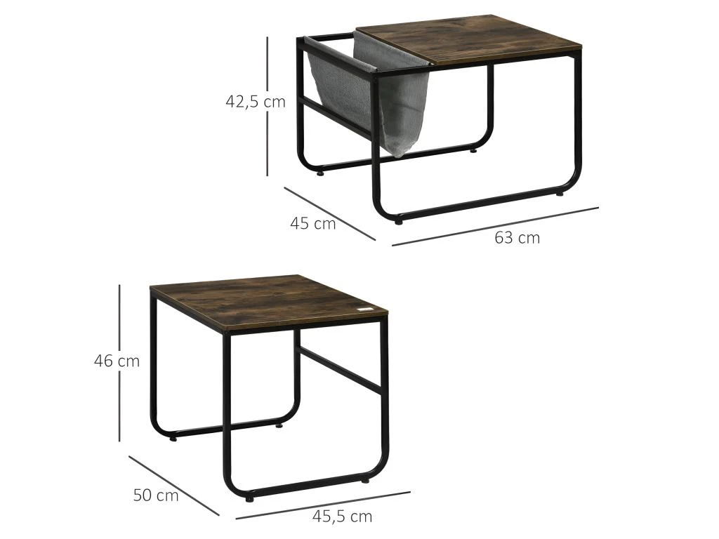 Lot De 2 Tables Basses Gigognes OSASCO Aspect Bois Et Noir 5 Lot De 2 Tables Basses Gigognes OSASCO Aspect Bois Et Noir – Image 3