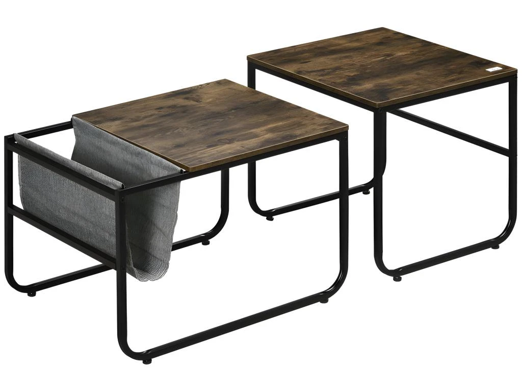 Lot De 2 Tables Basses Gigognes OSASCO Aspect Bois Et Noir 6 Lot De 2 Tables Basses Gigognes OSASCO Aspect Bois Et Noir – Image 4