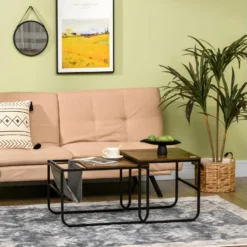 Lot De 2 Tables Basses Gigognes OSASCO Aspect Bois Et Noir 11 Lot De 2 Tables Basses Gigognes OSASCO Aspect Bois Et Noir -Pas Cher Mobiliora Magasin table basse 21987541