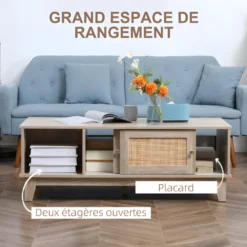 Table Basse Cannage Rotin LORCA Aspect Bois -Pas Cher Mobiliora Magasin table basse 21987561
