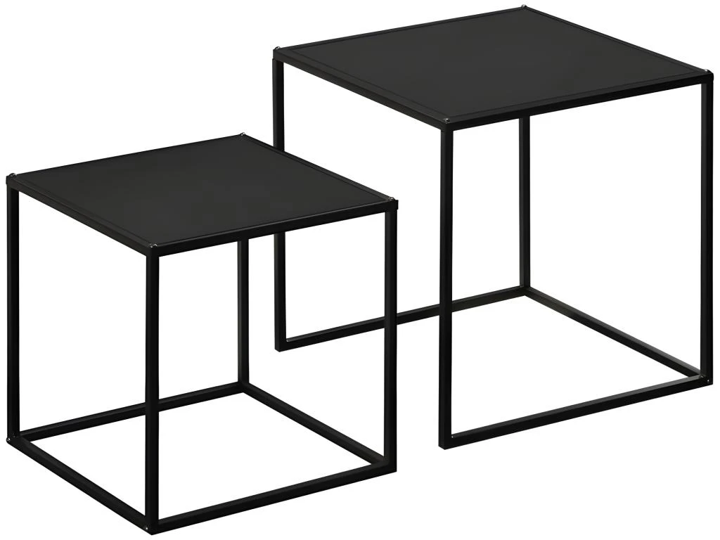 Lot De 2 Tables Gigognes Carrées COSLADA Noires 3 Lot De 2 Tables Gigognes Carrées COSLADA Noires