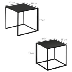 Lot De 2 Tables Gigognes Carrées COSLADA Noires 9 Lot De 2 Tables Gigognes Carrées COSLADA Noires -Pas Cher Mobiliora Magasin table basse 21987567