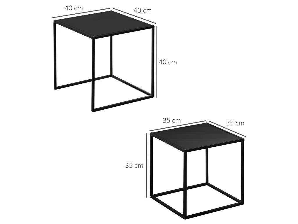 Lot De 2 Tables Gigognes Carrées COSLADA Noires 5 Lot De 2 Tables Gigognes Carrées COSLADA Noires – Image 3