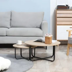 Lot De 2 Tables Gigognes MANAUS Aspect Chêne Et Noir -Pas Cher Mobiliora Magasin table basse 21987611