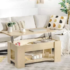 Table Basse Avec Plateau Relavable Et 1 Etagère Pour Rangement