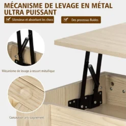 Table Basse Avec Plateau Relavable Et 1 Etagère Pour Rangement -Pas Cher Mobiliora Magasin table basse 22021209