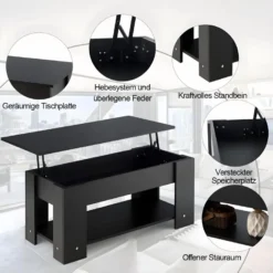 Table Basse Avec Plateau Relevable Et 1 Etagère Pour Rangement De Style Moderne En Matériau Ecologique -Pas Cher Mobiliora Magasin table basse 22021219