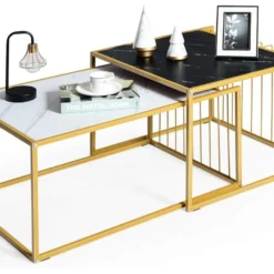 Lot De 2 Tables Basses Gigognes Scandinave Moderne Design Combinaison Libre