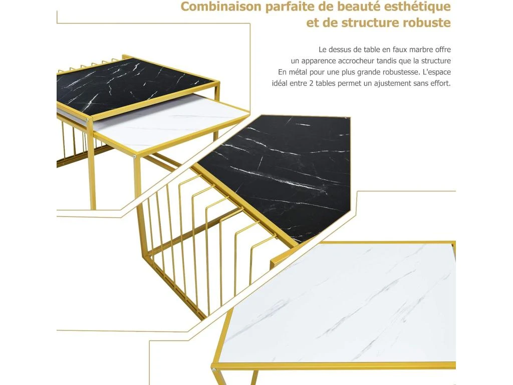 Lot De 2 Tables Basses Gigognes Scandinave Moderne Design Combinaison Libre 6 Lot De 2 Tables Basses Gigognes Scandinave Moderne Design Combinaison Libre – Image 4