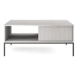 Table Basse - 104x68 Cm - Gris Avec Pieds Noires - VELLORE -Pas Cher Mobiliora Magasin table basse 22027891