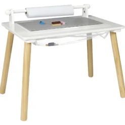 Pas Cher Mobiliora Magasin 10 Table Enfant Avec Rouleau Et Plateau Compatible Briques - Blanc
