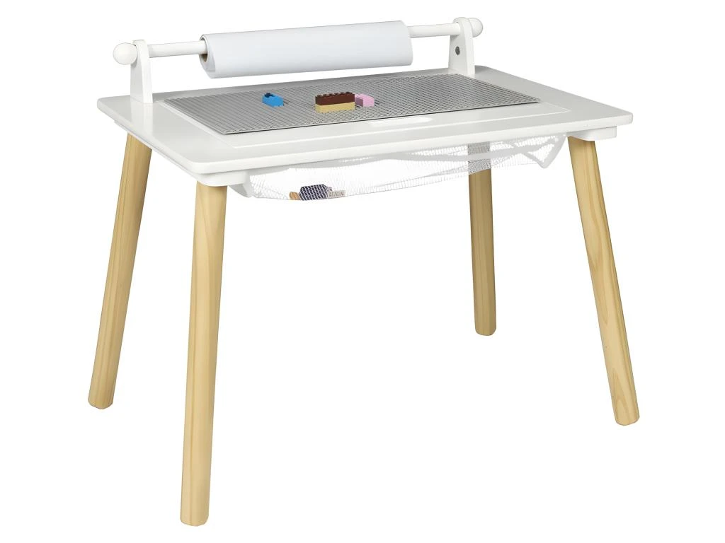 Table Enfant Avec Rouleau Et Plateau Compatible Briques - Blanc 3 Table Enfant Avec Rouleau Et Plateau Compatible Briques - Blanc