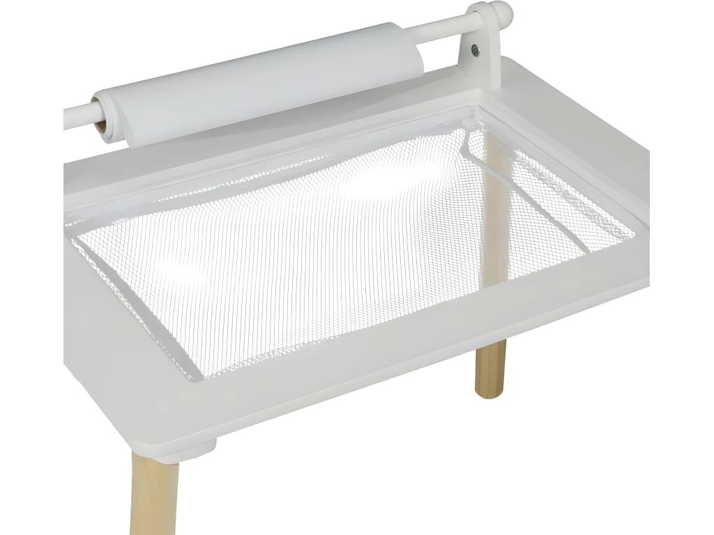 Table Enfant Avec Rouleau Et Plateau Compatible Briques - Blanc 7 Table Enfant Avec Rouleau Et Plateau Compatible Briques - Blanc – Image 5