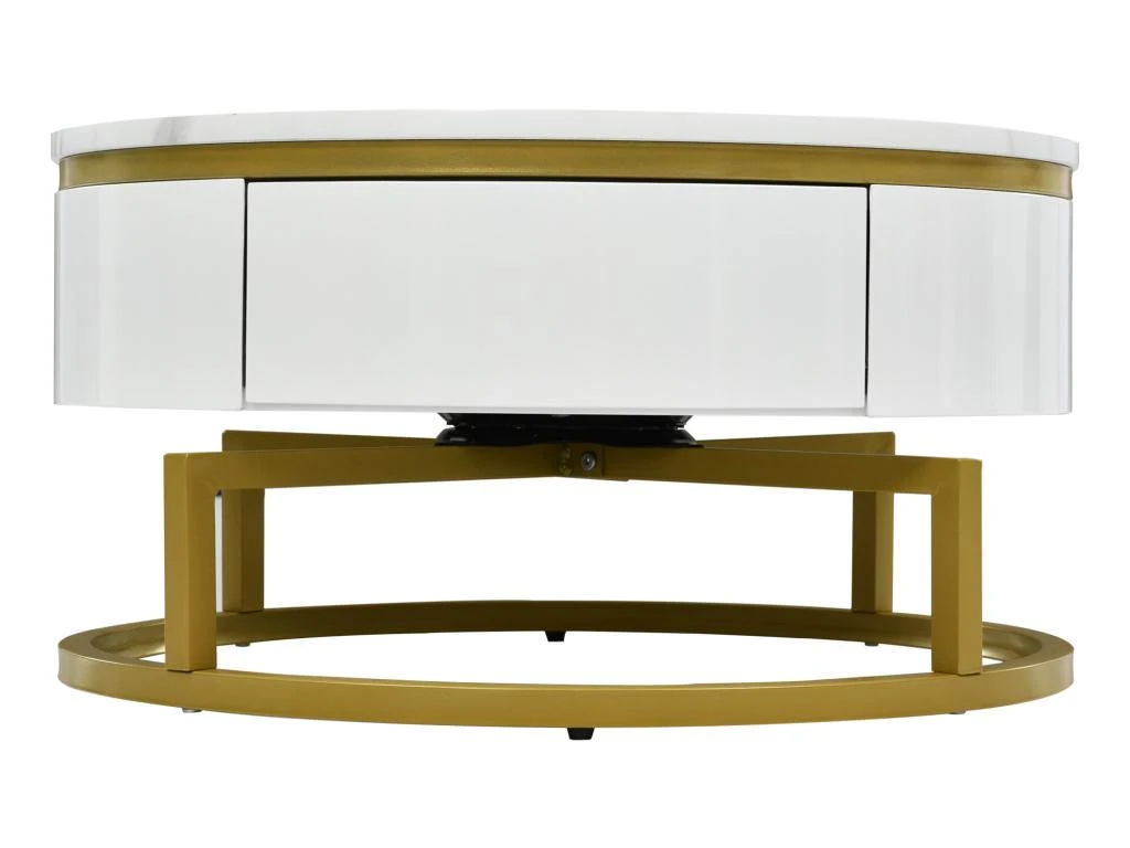 Lot De 2 Tables Gigognes - Aspect Marbre - Rotative à 360° - Blanc Brillant 8 Lot De 2 Tables Gigognes - Aspect Marbre - Rotative à 360° - Blanc Brillant – Image 6