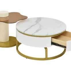 Lot De 2 Tables Gigognes - Aspect Marbre - Rotative à 360° - Blanc Brillant 19 Lot De 2 Tables Gigognes - Aspect Marbre - Rotative à 360° - Blanc Brillant -Pas Cher Mobiliora Magasin table basse 22125987