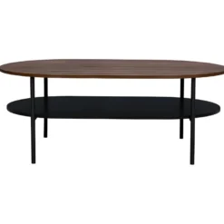 Table Basse 2 Plateaux - Décor Noyer Et Pied En Métal - Contemporain - L 110 X P 70 X H 40 - LODGE