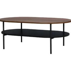 Table Basse 2 Plateaux - Décor Noyer Et Pied En Métal - Contemporain - L 110 X P 70 X H 40 - LODGE -Pas Cher Mobiliora Magasin table basse 22126455