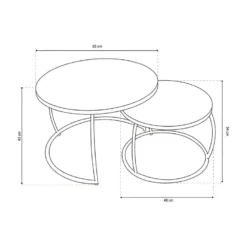 Table Basse Gigogne Ronde En Bois Massif Exotique. Finition Noir. Collection LARSON. -Pas Cher Mobiliora Magasin table basse 22130035