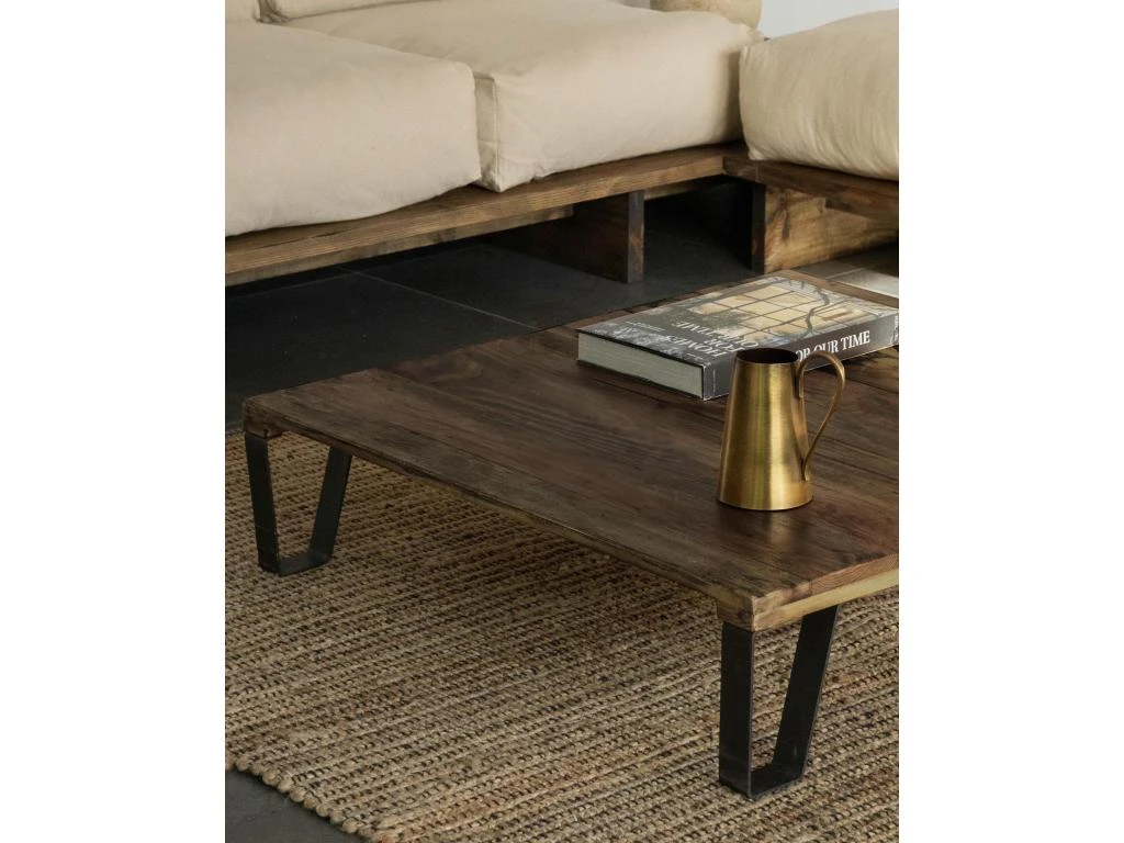 Table Basse En Bois Récupéré Et Fer De Couleur Beige 7 Table Basse En Bois Récupéré Et Fer De Couleur Beige – Image 5