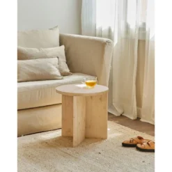 Table D’appoint Ronde En Bois De Sapin En Couleur Beige 10 Table D’appoint Ronde En Bois De Sapin En Couleur Beige -Pas Cher Mobiliora Magasin table basse 22183951