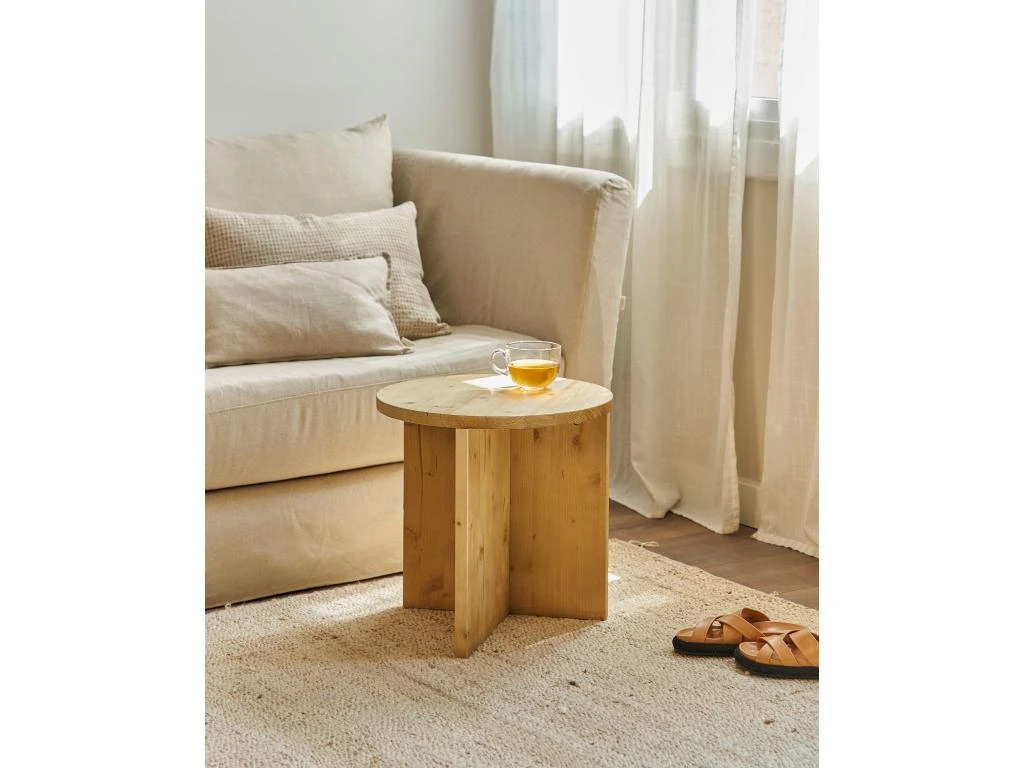 Table D’appoint Ronde En Bois De Sapin En Couleur Naturel 4 Table D’appoint Ronde En Bois De Sapin En Couleur Naturel – Image 2