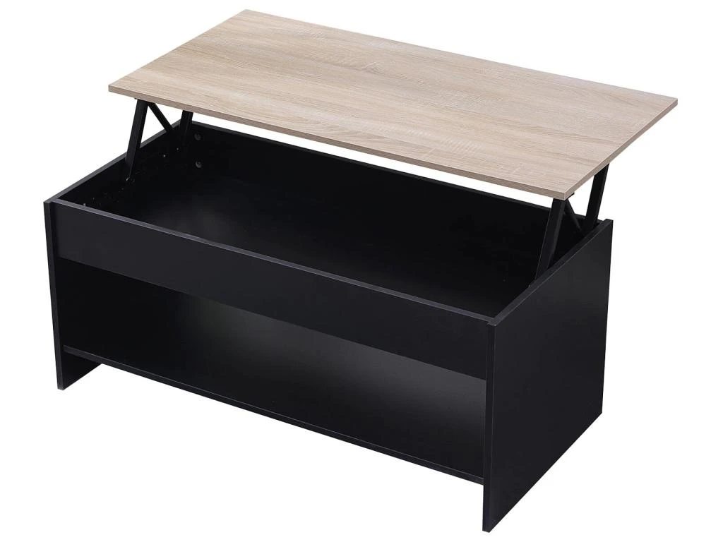 SENJA - Table Basse Avec Plateau En Bois Relevable - NOIR 4 SENJA - Table Basse Avec Plateau En Bois Relevable - NOIR â Image 2