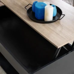 SENJA - Table Basse Avec Plateau En Bois Relevable - NOIR 12 SENJA - Table Basse Avec Plateau En Bois Relevable - NOIR -Pas Cher Mobiliora Magasin table basse 22213127