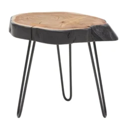 Table D'appoint En Bois Massif Et Metal 40x40x32cm Table Basse De Salon