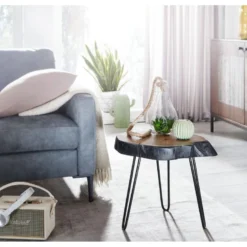 Table D'appoint En Bois Massif Et Metal 40x40x32cm Table Basse De Salon -Pas Cher Mobiliora Magasin table basse 22255971