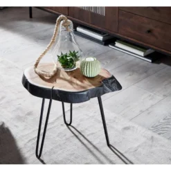 Table D'appoint En Bois Massif Et Metal 40x40x32cm Table Basse De Salon -Pas Cher Mobiliora Magasin table basse 22255975