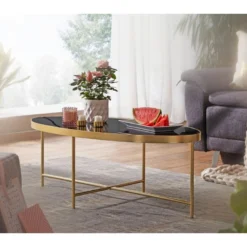 Table Basse En Verre Noir Table De Salon Ovale 110 X 56 Table En Verre Or 10 Table Basse En Verre Noir Table De Salon Ovale 110 X 56 Table En Verre Or -Pas Cher Mobiliora Magasin table basse 22256773