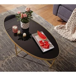 Table Basse En Verre Noir Table De Salon Ovale 110 X 56 Table En Verre Or 12 Table Basse En Verre Noir Table De Salon Ovale 110 X 56 Table En Verre Or -Pas Cher Mobiliora Magasin table basse 22256777