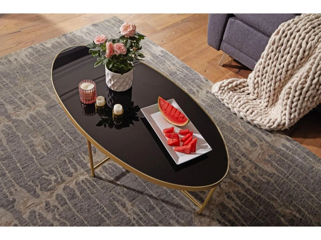 Table Basse En Verre Noir Table De Salon Ovale 110 X 56 Table En Verre Or 7 Table Basse En Verre Noir Table De Salon Ovale 110 X 56 Table En Verre Or â Image 5