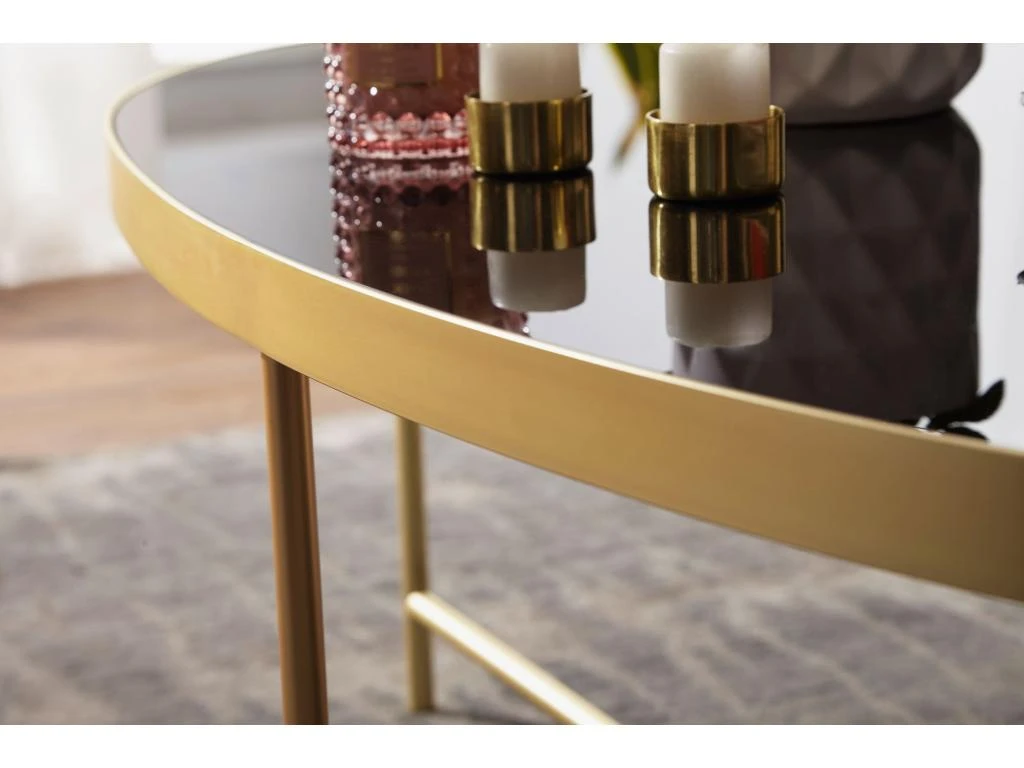 Table Basse En Verre Noir Table De Salon Ovale 110 X 56 Table En Verre Or 8 Table Basse En Verre Noir Table De Salon Ovale 110 X 56 Table En Verre Or â Image 6