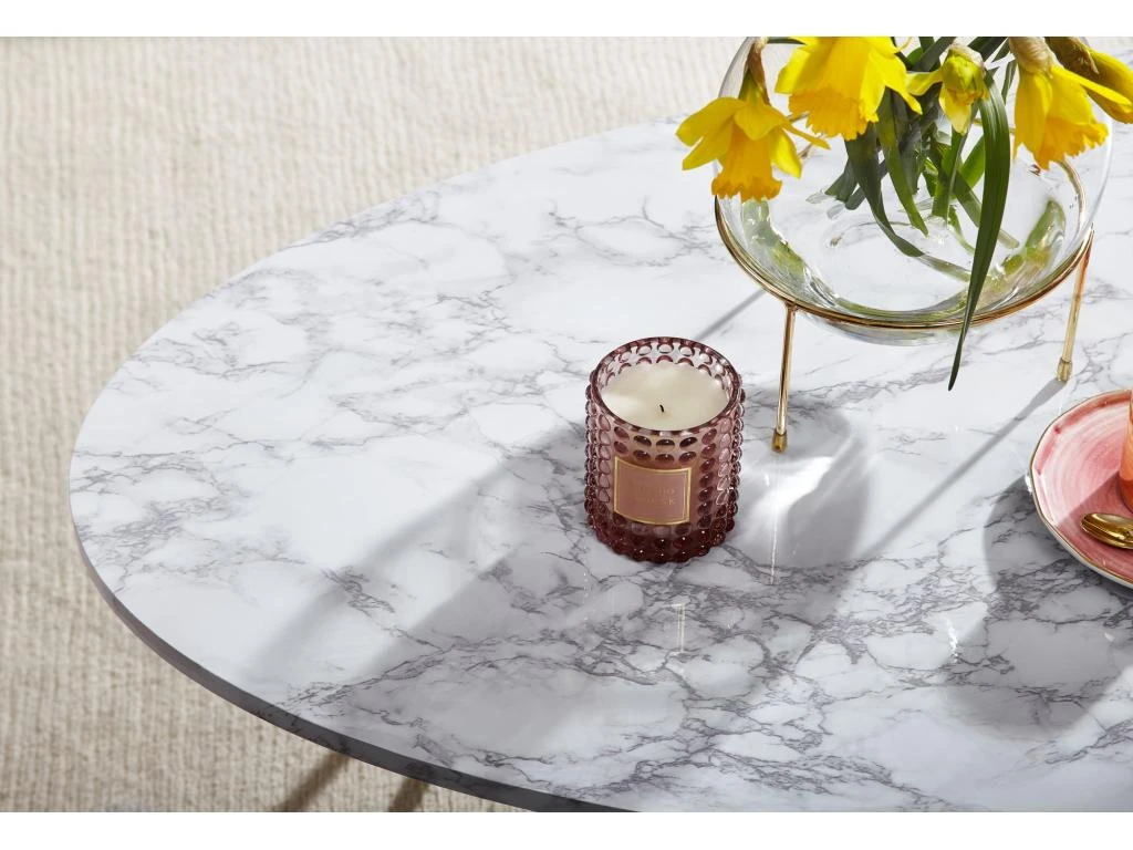 Table Basse Aspect Marbre Blanc 120 Cm Table De Salon Table Ovale Table Basse 7 Table Basse Aspect Marbre Blanc 120 Cm Table De Salon Table Ovale Table Basse – Image 5