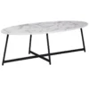 Table Basse Table De Salon Ovale Aspect Marbre Table D'appoint Blanche En Métal -Pas Cher Mobiliora Magasin table basse 22257943