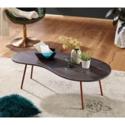 Table Basse Bois Massif Métal 122x34,5x63 Table D'appoint Table De Salon -Pas Cher Mobiliora Magasin table basse 22258327