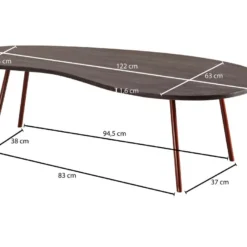 Table Basse Bois Massif Métal 122x34,5x63 Table D'appoint Table De Salon -Pas Cher Mobiliora Magasin table basse 22258329