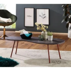 Table Basse Bois Massif Métal 122x34,5x63 Table D'appoint Table De Salon -Pas Cher Mobiliora Magasin table basse 22258331