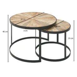 Table Basse De Salon Lot De 2 Table Canapé Bois Metal Industriel Ronde 12 Table Basse De Salon Lot De 2 Table Canapé Bois Metal Industriel Ronde -Pas Cher Mobiliora Magasin table basse 22259519