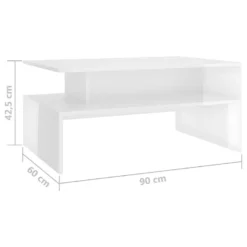 Table Basse Blanc Brillant 90x60x42,5 Cm Aggloméré -Pas Cher Mobiliora Magasin table basse 22267003