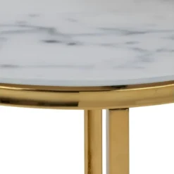 Alisma Table Basse, 2 Tablettes De Rangement, Cadre Doré, Impression Marbre Blanc. -Pas Cher Mobiliora Magasin table basse 22356693