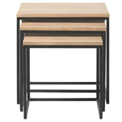 Rivoli Tables Gigognes, Set De 3 Pièces, Décor De Chêne Teinte Naturelle. -Pas Cher Mobiliora Magasin table basse 22357247