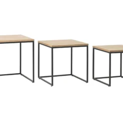 Rivoli Tables Gigognes, Set De 3 Pièces, Décor De Chêne Teinte Naturelle. -Pas Cher Mobiliora Magasin table basse 22357249