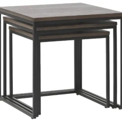 Rivoli Tables Gigognes, Set De 3 Pièces, Imitation Chêne Fumé. -Pas Cher Mobiliora Magasin table basse 22357277