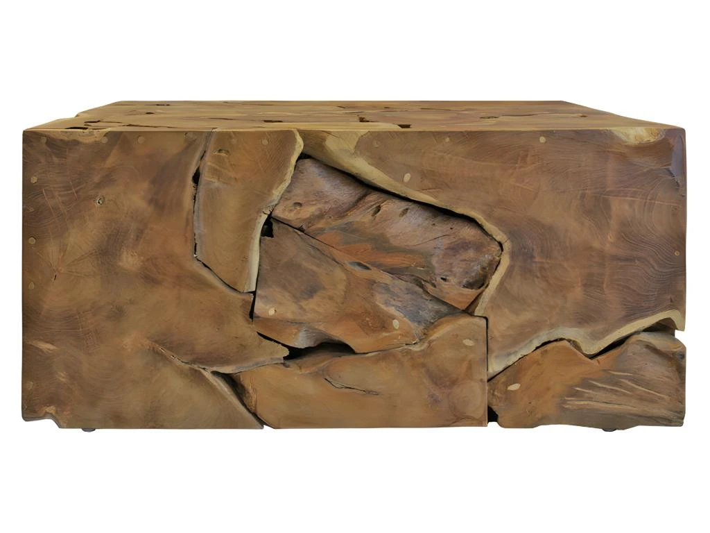 Table Basse Carrée L.100 Cm Avec Assemblage De Bois De Teck - TEKKU 5 Table Basse Carrée L.100 Cm Avec Assemblage De Bois De Teck - TEKKU – Image 3