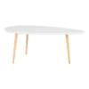 BEANNY - Table Basse Grand Modèle Forme Ovale Plateau MDF Blanc Pieds En Hévéa Naturel -Pas Cher Mobiliora Magasin table basse 22718991