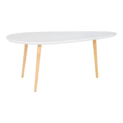 BEANNY - Table Basse Grand Modèle Forme Ovale Plateau MDF Blanc Pieds En Hévéa Naturel 9 BEANNY - Table Basse Grand Modèle Forme Ovale Plateau MDF Blanc Pieds En Hévéa Naturel -Pas Cher Mobiliora Magasin table basse 22718995