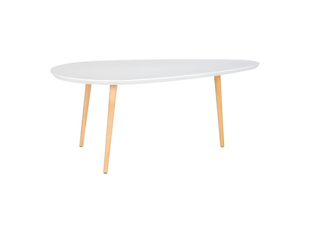 BEANNY - Table Basse Grand Modèle Forme Ovale Plateau MDF Blanc Pieds En Hévéa Naturel 5 BEANNY - Table Basse Grand Modèle Forme Ovale Plateau MDF Blanc Pieds En Hévéa Naturel – Image 3